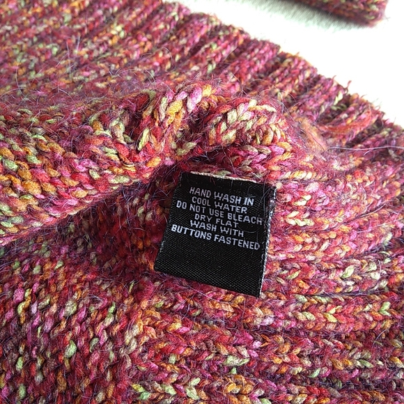 Vintage Knit Collared Cardigan with One Button Verigated Wool size S/M - Picture 11 of 11